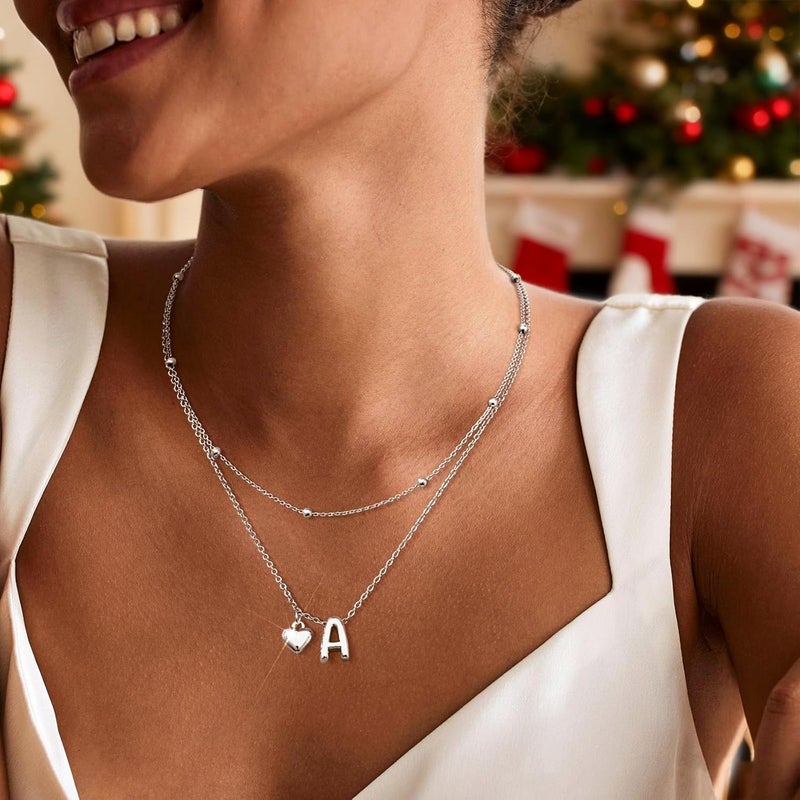 adoyi Valentines Day Gifts for Women Hers Dainty 14K Gold Plated Heart Initial Necklaces Layered Letter A-Z Pendant Necklace Stack Trendy Jewelry Birthday Valentines Day Gifts for Women Jewelry - Image 1